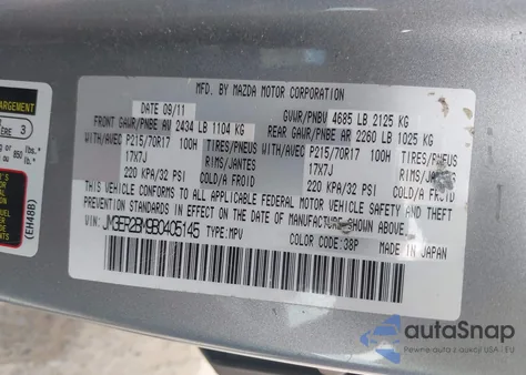 2011 Mazda Cx-7 I Sport from USA, damaged, VIN JM3ER2BM9B0405145